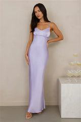 The Samara Satin Maxi Dress Lilac