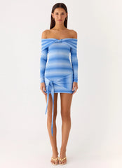 Gomez Bardot Knit Mini Dress - Cerulean