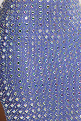 Embellished Mid Rise Maxi Skirt in Blue