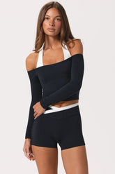 Soft Jersey Off-Shoulder Top in Black