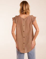 Button Back Frill Top