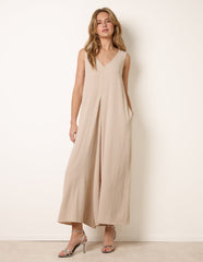 Pleat Front Diamante Jumpsuit