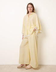 Oversize Crinkle Lace Hem Shirt