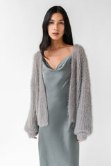 FUZZY OPEN FRONT CARDIGAN