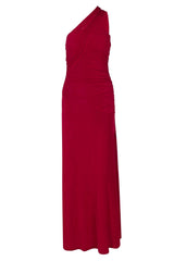 Red One Shoulder Fitted Maxi Dress