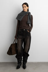 BLACK WASH CORDUROY STRAIGHT LEG JEAN