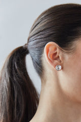LARGE ROUND ZIRCONIA STUD EARRING