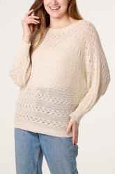 Pointelle Cable Batwing Jumper