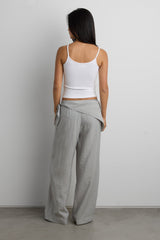 LIGHTWEIGHT CRINKLED PANT WITH WAIST SCARF