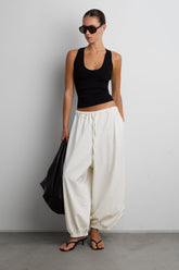 RELAXED BALLOON FIT COTTON PANTS