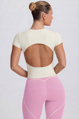 Cut-Out Longline T-Shirt in Oat