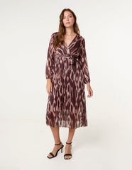 Crossover Metallic Pleated Dress