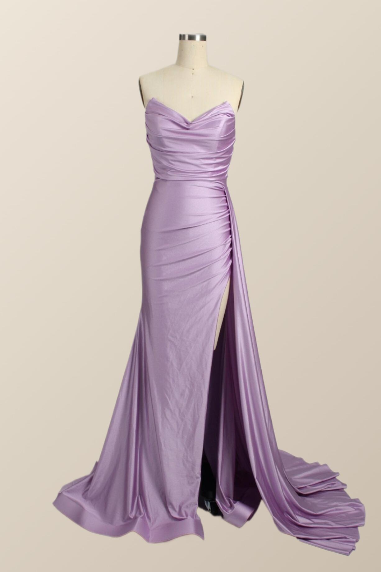 Sweetheart Lilac Ruched Mermaid Long Formal Dress
