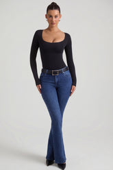 High-Rise Flared Jeans in Indigo Wash