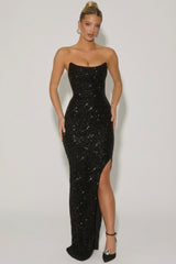 Embellished Corset Gown in Black