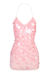 Embellished Mini Dress in Baby Pink