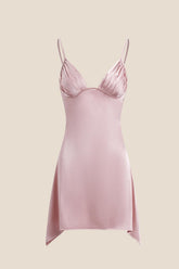 Straps Pink Irregular Hem A-line Short Dress