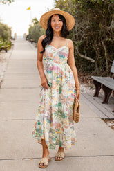 FINAL SALE - Tropical Vacation Off White Maxi Dress
