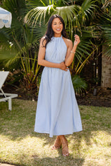 Precious Moments Blue Gingham Midi Dress
