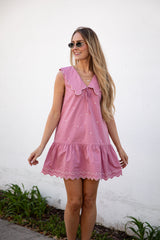 Nothing Compares Ruffle Collar Mauve Mini Dress