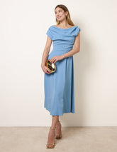 Scuba Crepe Off-Shoulder Skater Dress