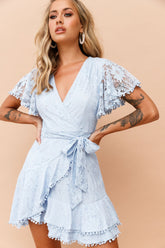 Tickle My Fancy Mini Dress - Baby Blue