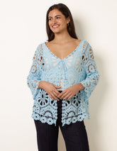 Long-Sleeved Crochet Cardigan