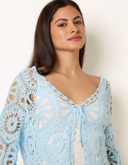 Long-Sleeved Crochet Cardigan
