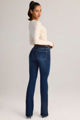 Denim Mid-Rise Flared Jeans in Indigo