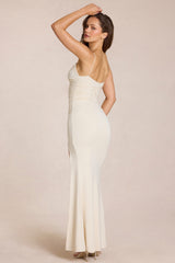Deep V-Neck Maxi Dress in Ivory