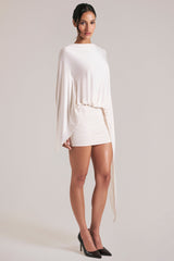 Draped Cape Mini Dress in Vanilla