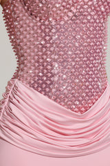 Embellished Corset Maxi Dress  in Blush Pink