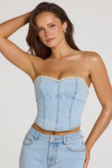Denim Corset Top  in Light Denim