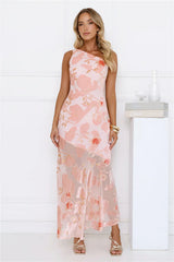 Glow Up Icon One Shoulder Maxi Dress Pink