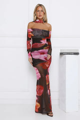 Glow Flowers Off Shoulder Maxi Dress Floral