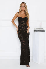 Lace Extraordinaire Sheer Maxi Dress Black