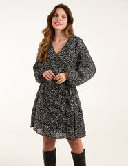 Pleated Mini Dress With Belt