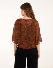 Tie Front V Neck Blouse