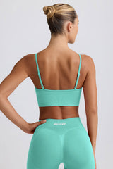 Define Luxe V-Neck Sports Bra in Mint