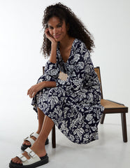 Floral Button Front Midi Dress