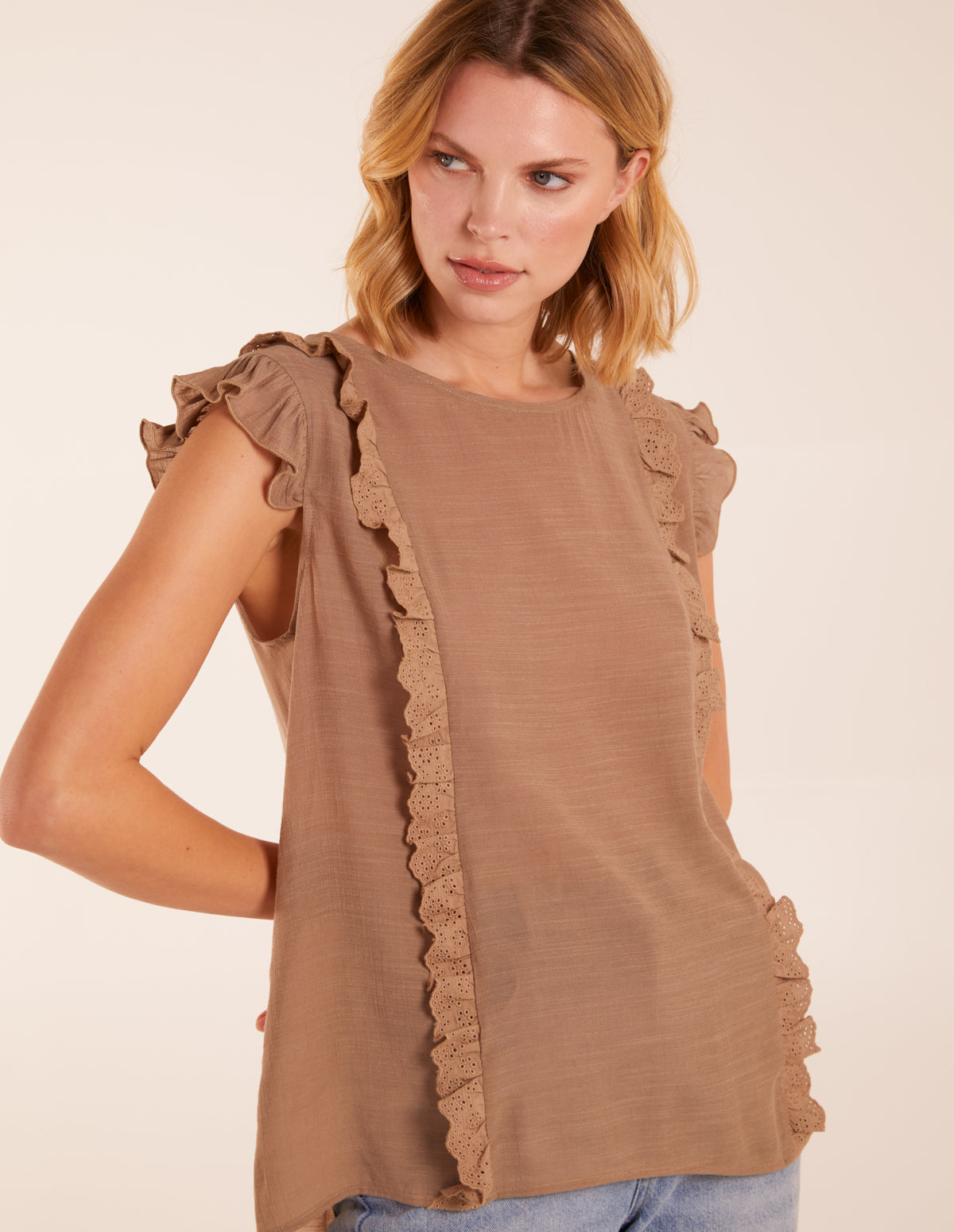Button Back Frill Top