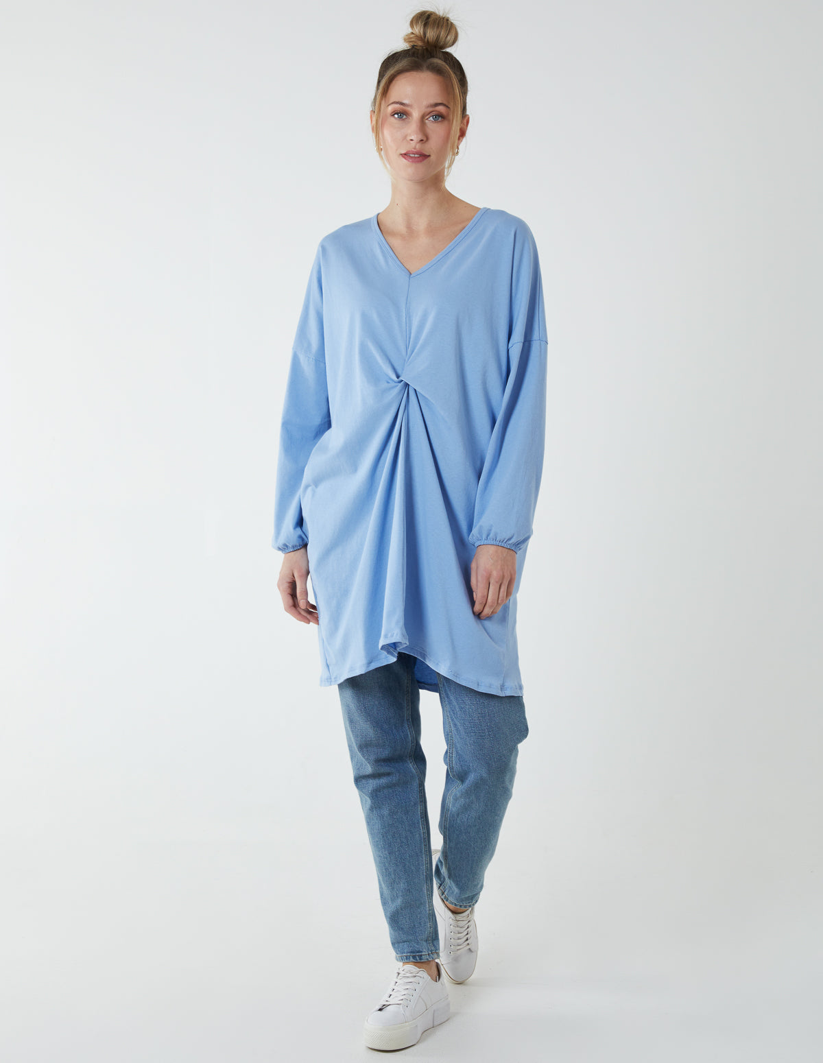 Twist Front Cotton Tunic With Side Pocket