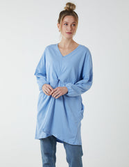 Twist Front Cotton Tunic With Side Pocket