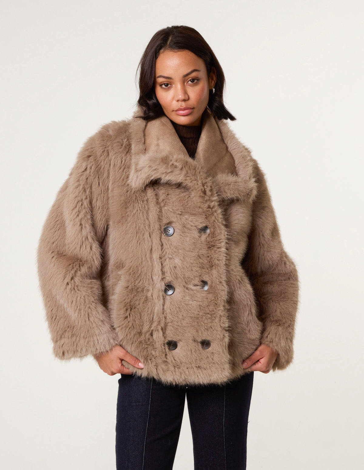 Reversible Short Faux Fur Coat