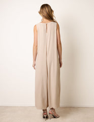 Pleat Front Diamante Jumpsuit