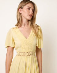 V-Neck Tiered Crochet Detail Maxi Dress