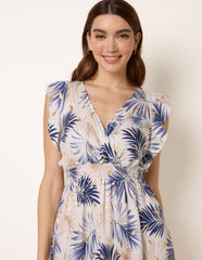 Tropical Dress With Leaf Print