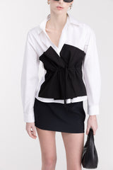 BUSTIER LAYERED POPLIN SHIRT