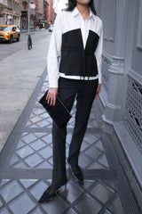 BUSTIER LAYERED POPLIN SHIRT