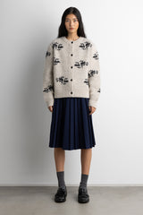 FLORAL JACQUARD WOOL BLEND CARDIGAN